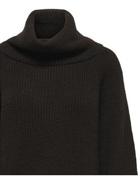 Life Women's Long Sleeve Sweater Turtleneck Dark Brown