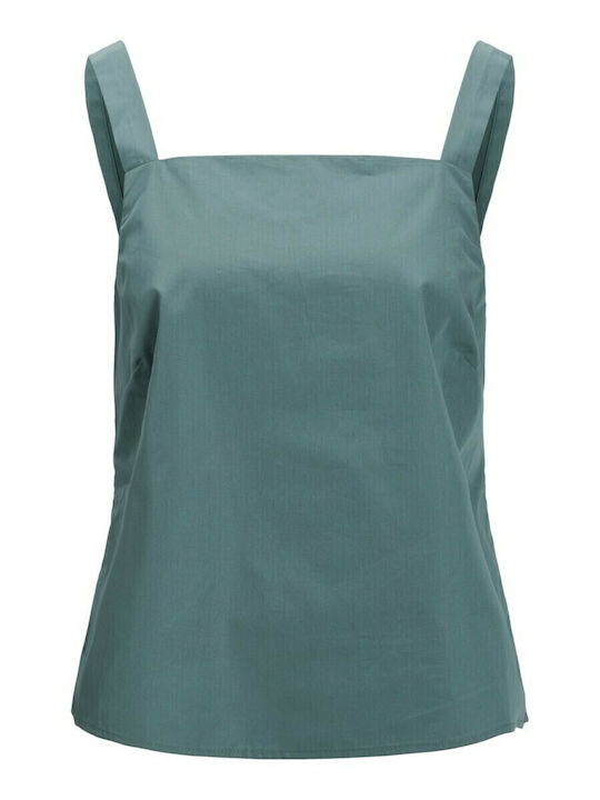 Women's Summer Blouse Cotton with Straps Light Green
