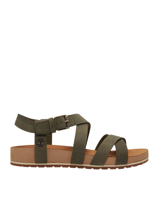 Timberland Malibu Δερμάτινα Ανατομικά Σανδάλια Χακί