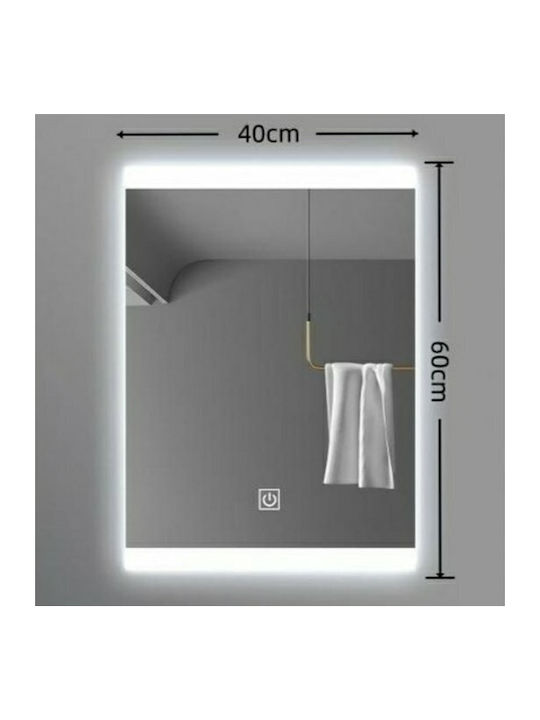Smart Правоъгълен Огледало За Баня LED Touch 60x40см