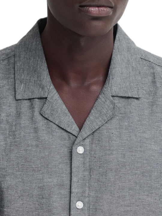 Short Sleeve Linen Shirt in Regular Fit Grey