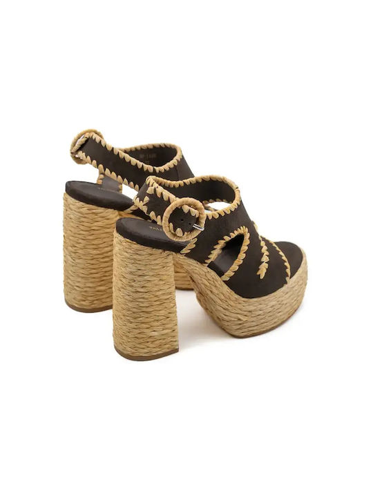 Suede Damen Sandalen Braun