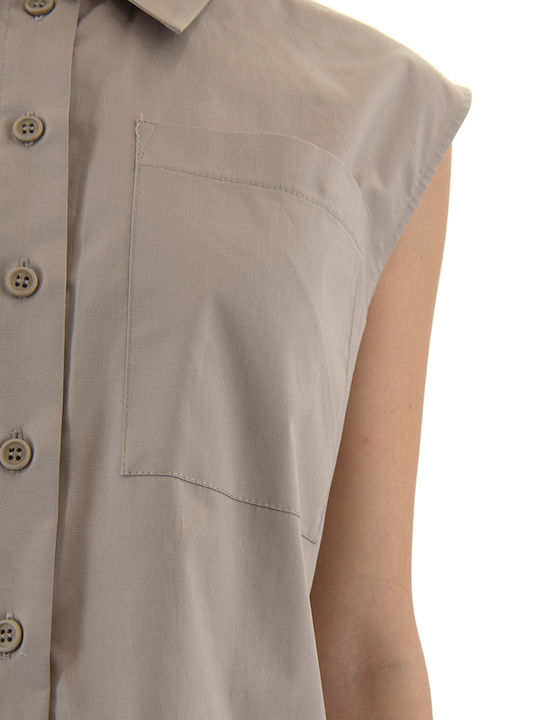 Sleeveless Women's Shirt Beige