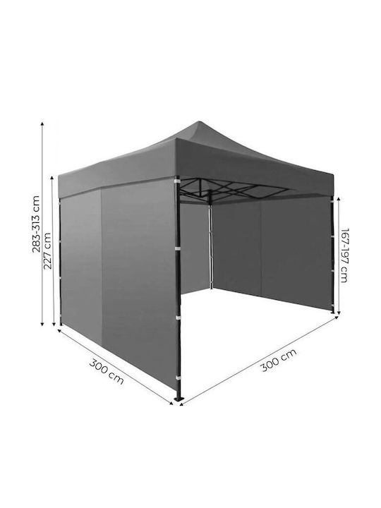 Foldable Garden Gazebo Black 3x3m