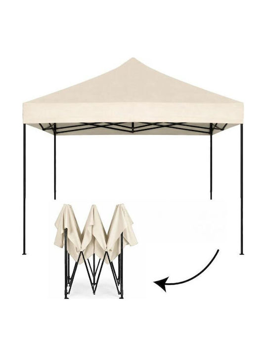 Foldable Garden Gazebo Beige 3x3m