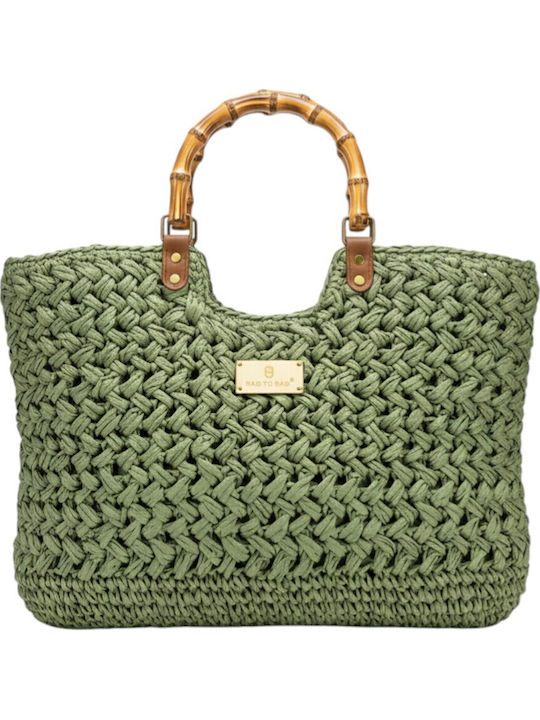 Bag to Bag Ψάθινη Τσάντα Θαλάσσης Πράσινη