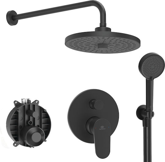 Ideal Standard Σετ Μίκτης, Τηλέφωνο & Κεφαλή Ντουζ Εντοιχισμού για Ντουζιέρα Ασημί