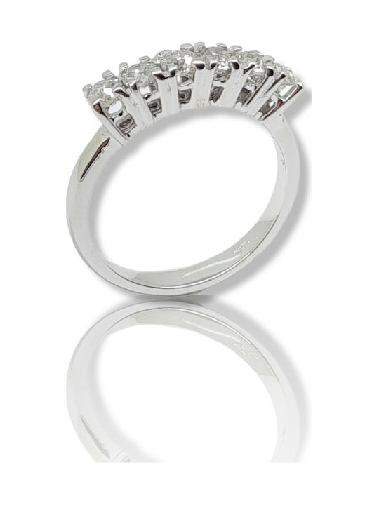 Mentzos Damentlicher Ewigkeitsring mit Diamant aus Weißgold 18K