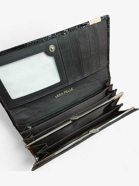 Elusso Μεγάλο Δερμάτινο Γυναικείο Πορτοφόλι Μαύρο