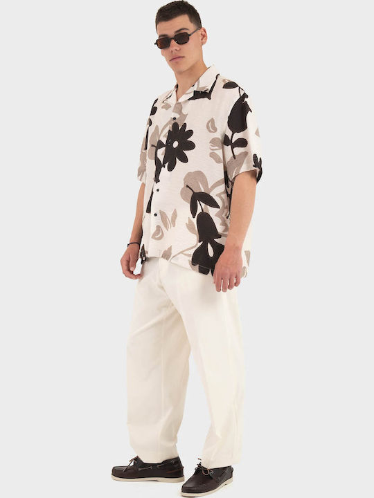 Men's Trousers Elastic in Loose Fit Ecru