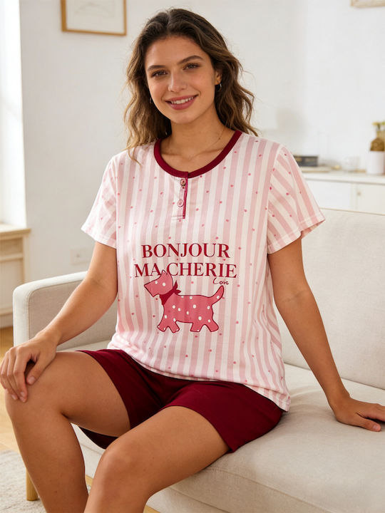 Goodnight Summer Women's Pyjama Set Cotton Burgundy