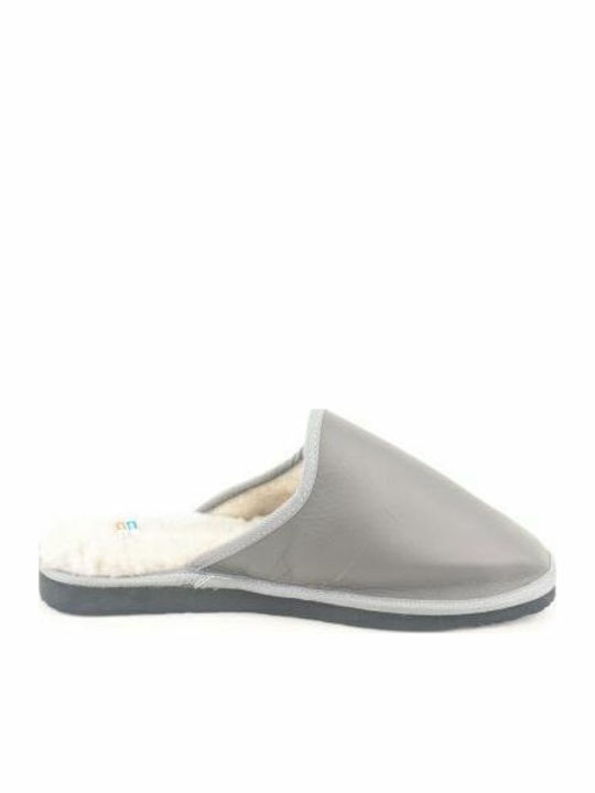 Leder Herren Hausschuhe Grau