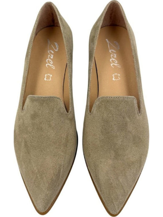 Δερμάτινα Γυναικεία Loafers σε Μπεζ Χρώμα