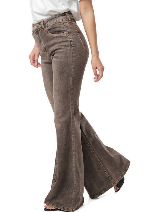 Women's Flared Brown Jean Pants