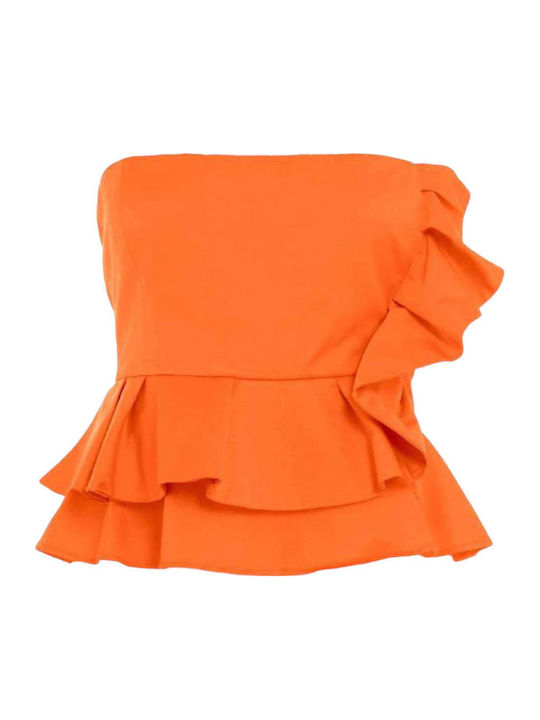 Troppo Women's Summer Crop Top Cotton Floral Orange