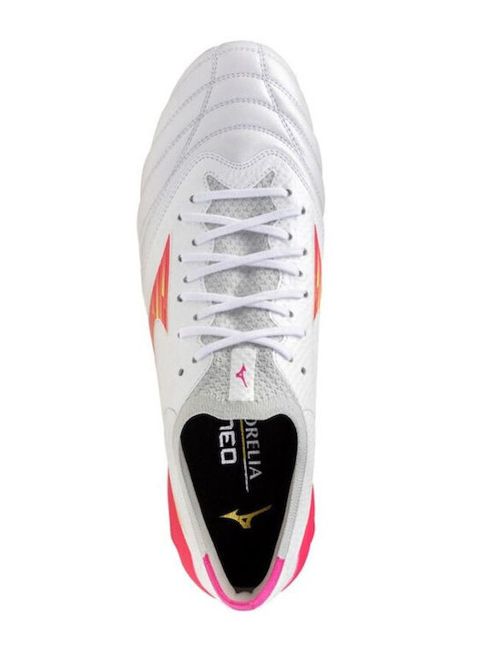 Mizuno Morelia Neo Iv Beta Elite Football Shoes with Cleats FG White