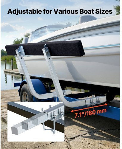 Vevor Boat Trailer Guides 425 Mm/475 Mm Height Adjustable Trailers Guide 2pcs Thickened Steel Trailer Guide-ons Thick Support Pads Fits L-beam Box C-channel Bunk-style Pontoon Trailers