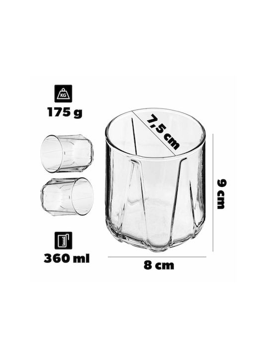 Kadax Set Pahare Whiskey Pentru Apă Din Sticlă 360ml 2 Bucăți