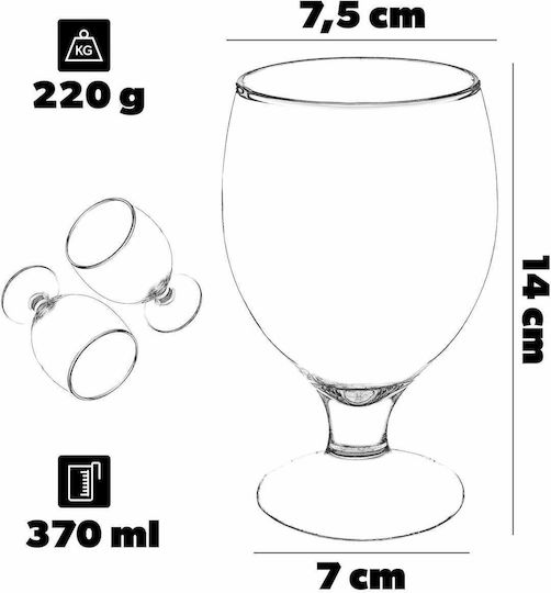 Kadax Set of Glasses for Water Beer and Cocktail Colonna Glass 370ml 2 Pieces
