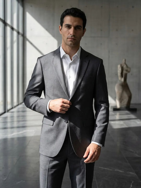 Men's Suit with Regular Fit Dark Gray