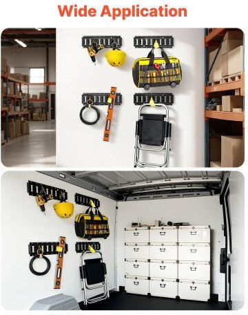 Vevor E-track Tie-down Rail Kit 4 Pack 0.4 M E Tracks Set 21 Pcs Includes 2 Ratchet Straps & 4 O-rings & 4 Tie-offs D-ring & 2 Single Slots & 8 End Caps & 1 Bag Fit Garages Vans Trailers