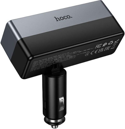 Hoco Φορτιστής Αυτοκινήτου 240W Γρήγορης Φόρτισης με Θύρες: 1xUSB 1xType-C 2xΑναπτήρα Μαύρο Χρώμα