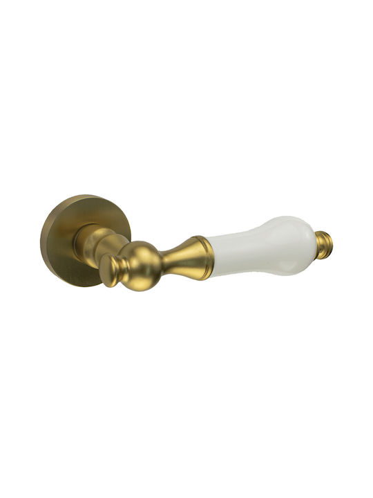 Viobrass Front Door Lever with Rosette Pair Gold Matte