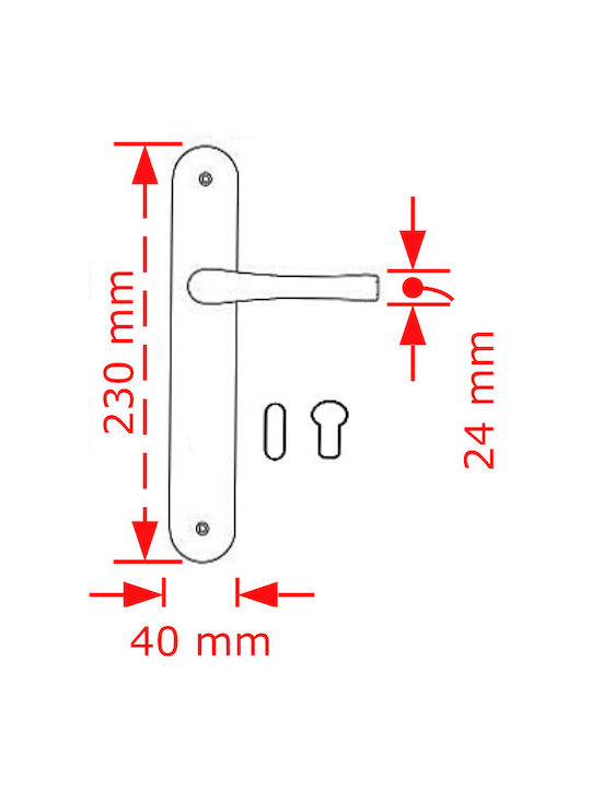 Viobrass Front Door Lever with Plate Pair Nickel 211-NIKEL-ANTIQUE