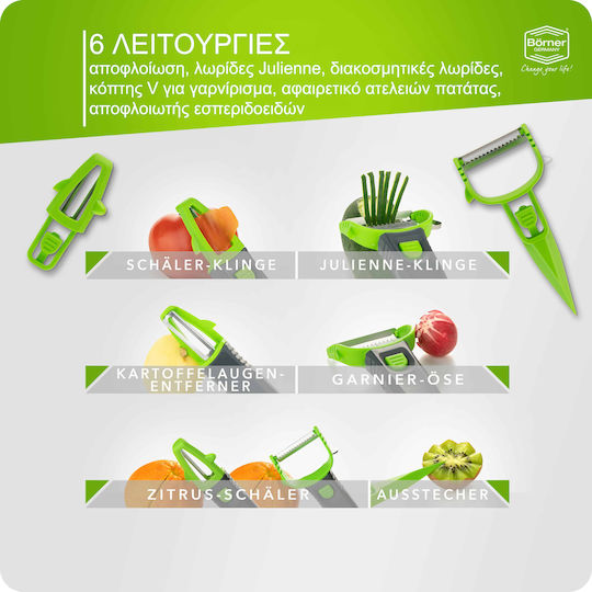 Borner Schäler-Set Für Obst Gemüse 3 Stück Grün Grau