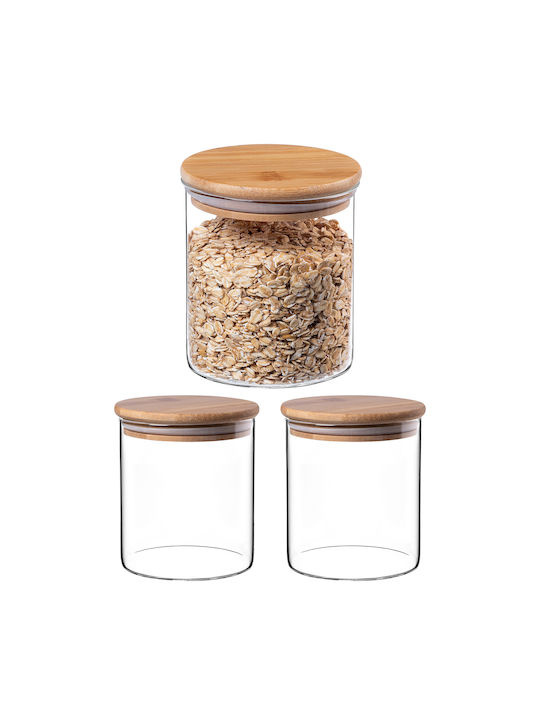 Kadax Set 3 Bucăți Vaze Cereale Cu Capac Sticlă Transparentă 800ml 3 Bucăți