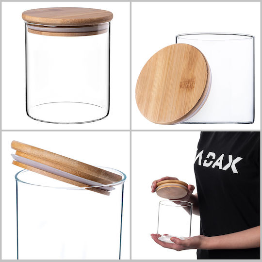Kadax Set 3 Stück Getreidegläser mit Deckel Glas Transparent 800ml
