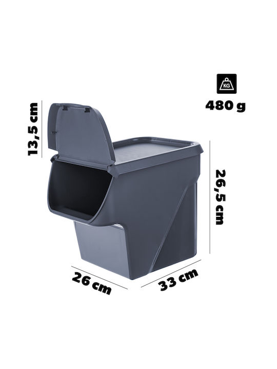 Kadax General Use Vase with Plastic Grey Lid 26.5x26x33cm 1 Pieces