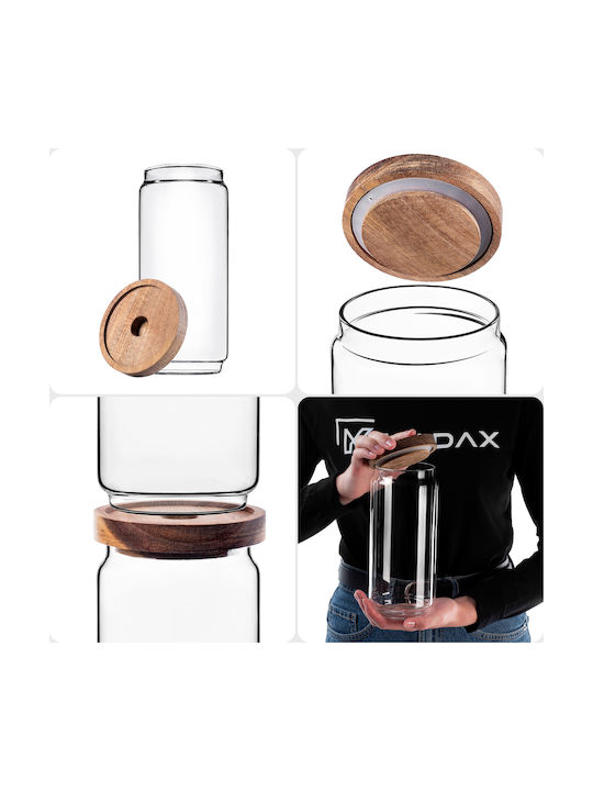 Kadax Glass Food Jar for Pasta Tea Sugar Cereals Coffee with Lid Transparent 950ml 1 Piece