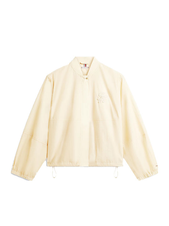 Kurze Damen Bomber Jacke Beige