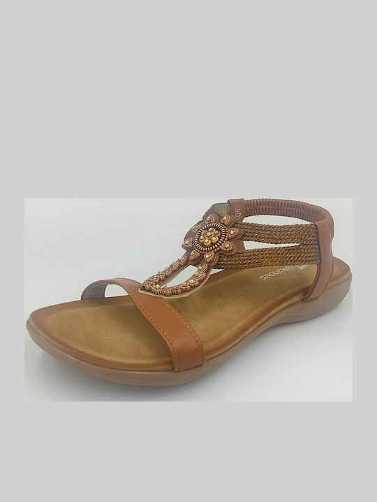 Damen Flache Sandalen Braun