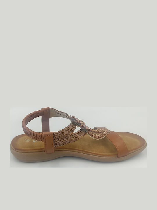 Damen Flache Sandalen Braun