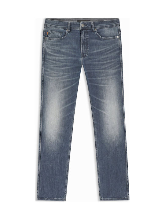 Men's Elastic Jeans Pants with Slim Fit Denimblue
