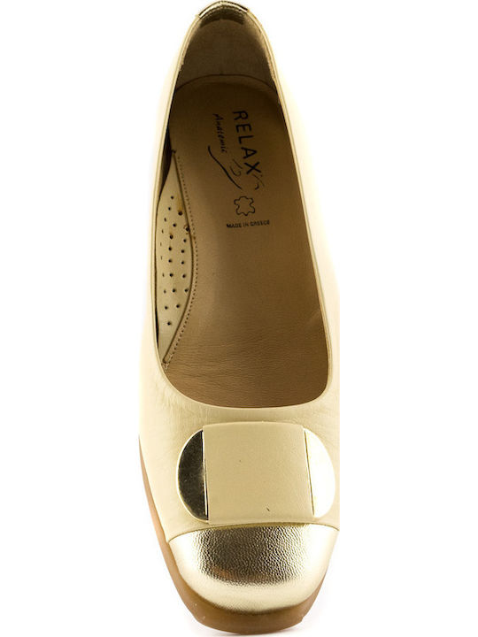Leather Women's Ballerina Shoes in Beige Colour