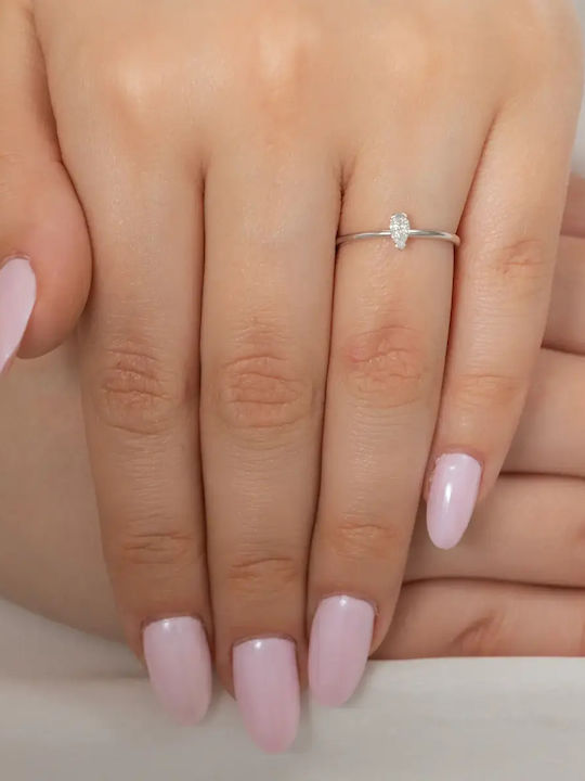 Single Stone Ring From 18K Gold With Diamond