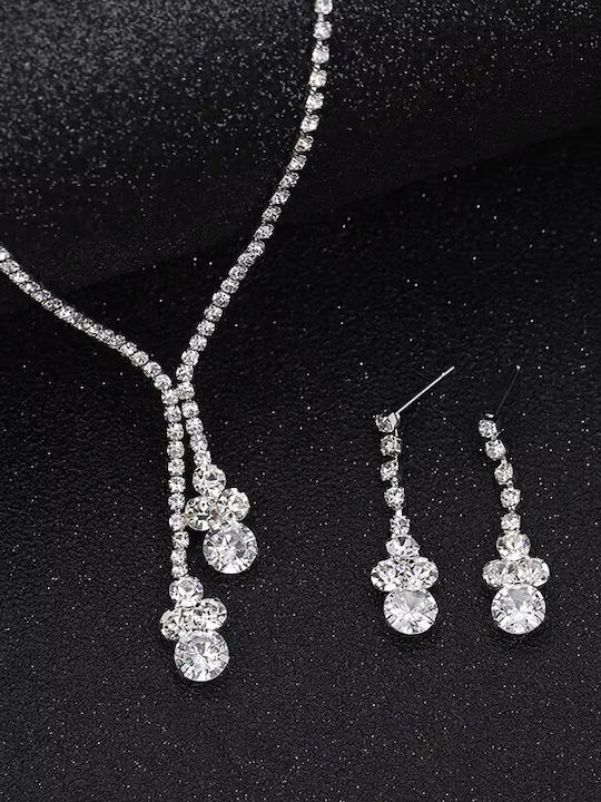 By Queen Elegant Crystal Necklace Earrings Shiny Stones