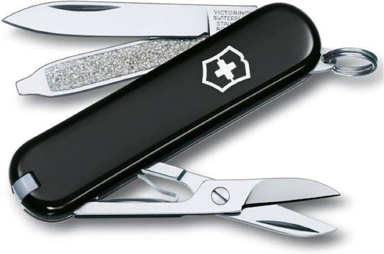 Classic Sd Schweizer Armee-Messer 58 Mm 7 Funktionen Schwarzes Leder-Gehäuse Blau
