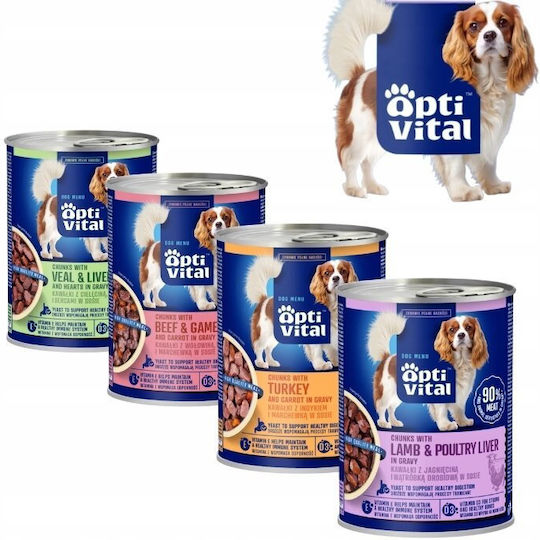 Reno Optivital Can Juicy Pieces Adult Dogs Beef Venison In Sauce 415g