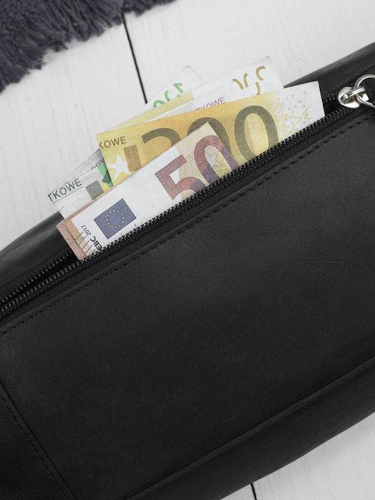 Tăsă de Talie din Piele pentru Bărbați Negru