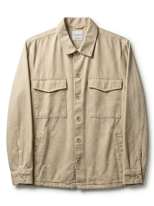 Herrenhemden Langärmeliges Overshirt Beiges GBE1635H-Beige