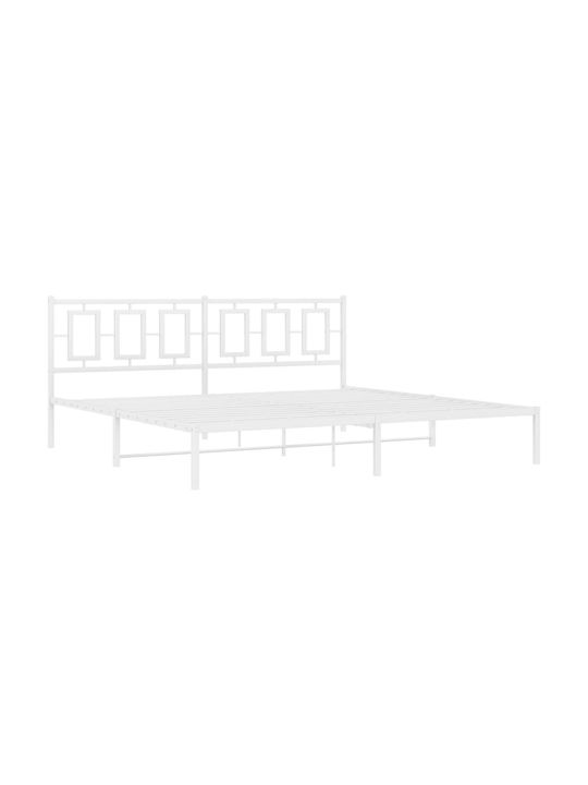 King Size Metallbett Weiß mit Lattenrost für Matratze 193x203cm