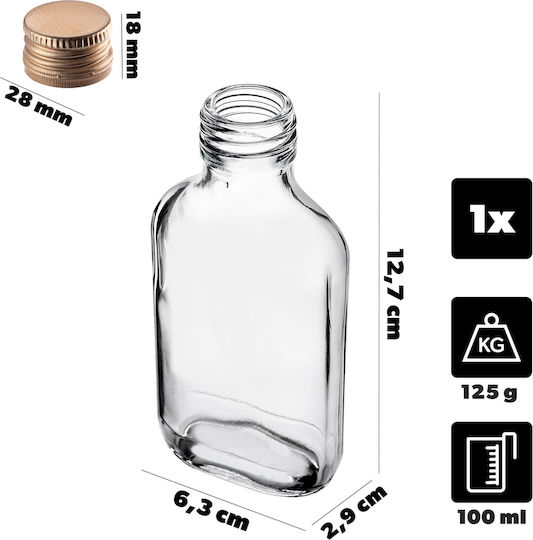 100ml Flask Bottle Gold Cap 1 Pc