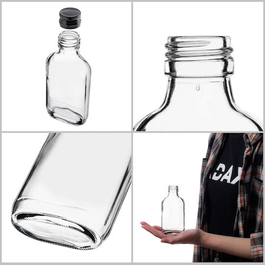Kadax Wein-/Getränkeflaschen 100ml Schwarze Kappen 10 Stück