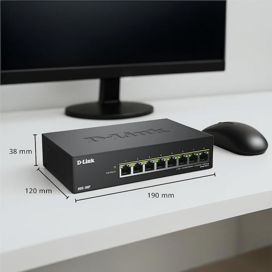 D-Link DMS-108P/E L2 Switch με 8 Θύρες Gigabit (1Gbps) Ethernet