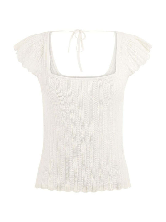 Women's Blouse Short Sleeve White