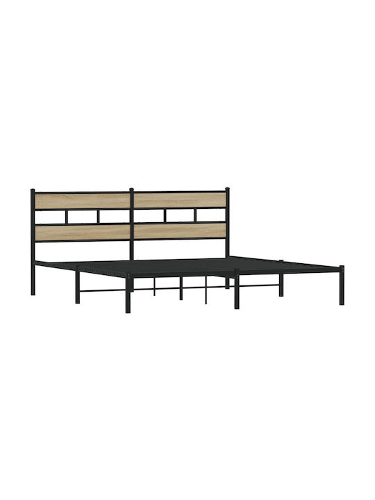 Легло King Size Дървено Кафяво с Дъски за Матрак 193x203см